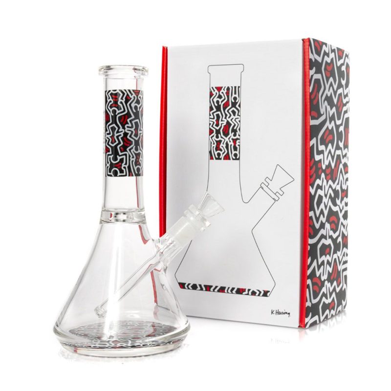 water pipe red black keith haring herbalize beaker